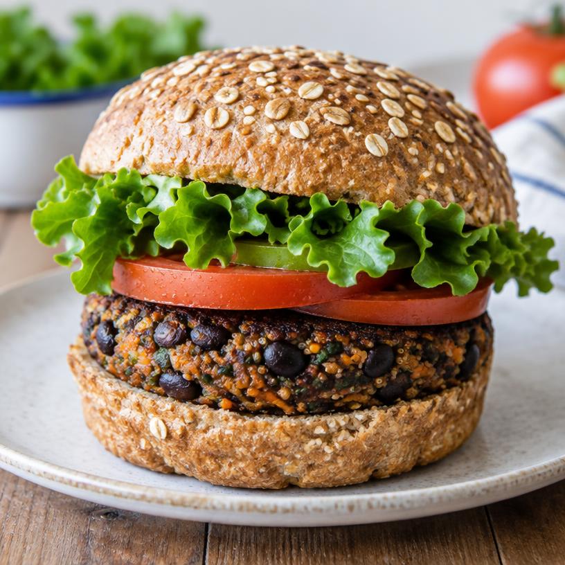 Black bean & oat burgers