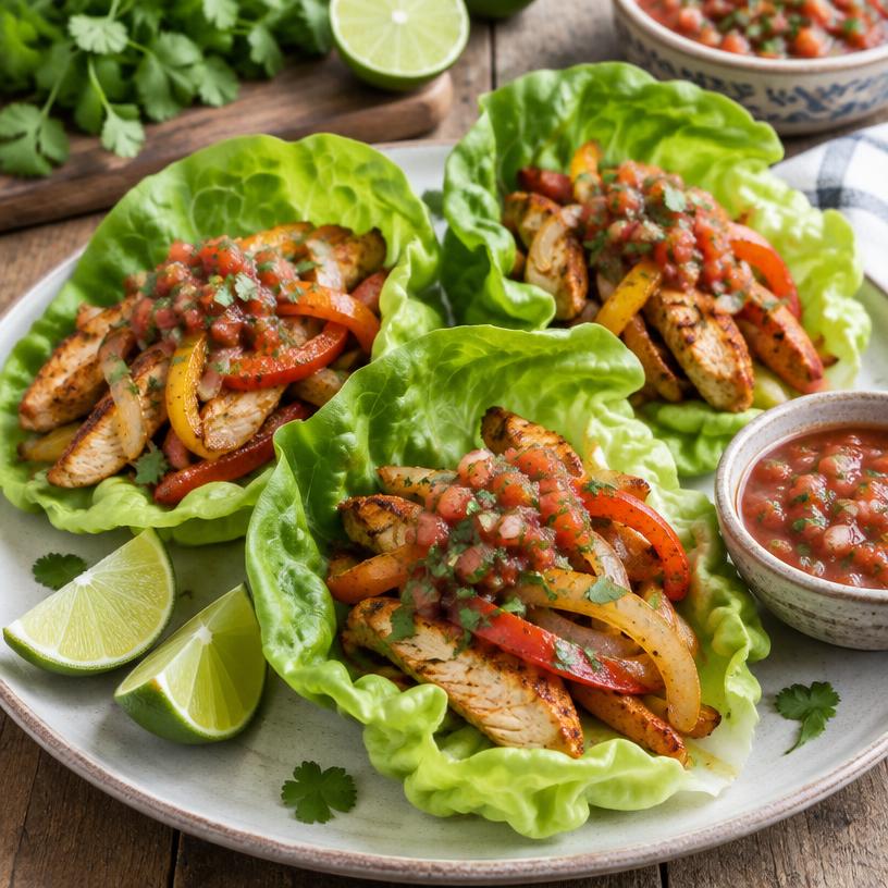 Chicken fajita lettuce wraps