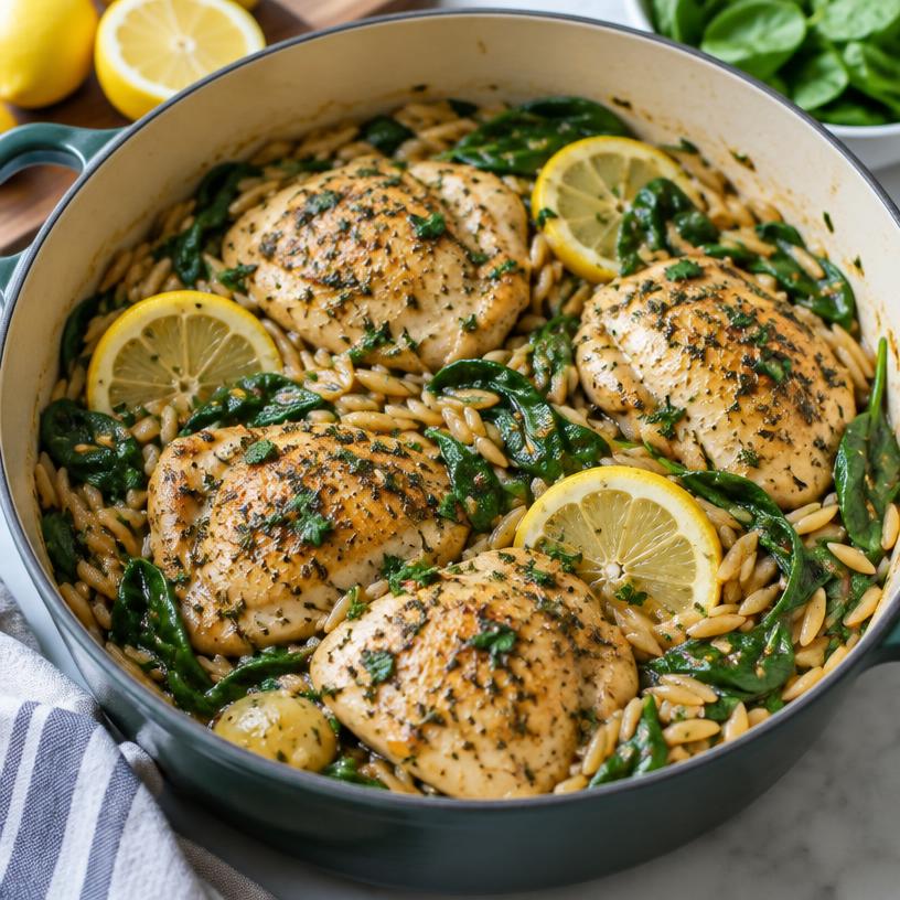 Lemon chicken & whole-wheat orzo