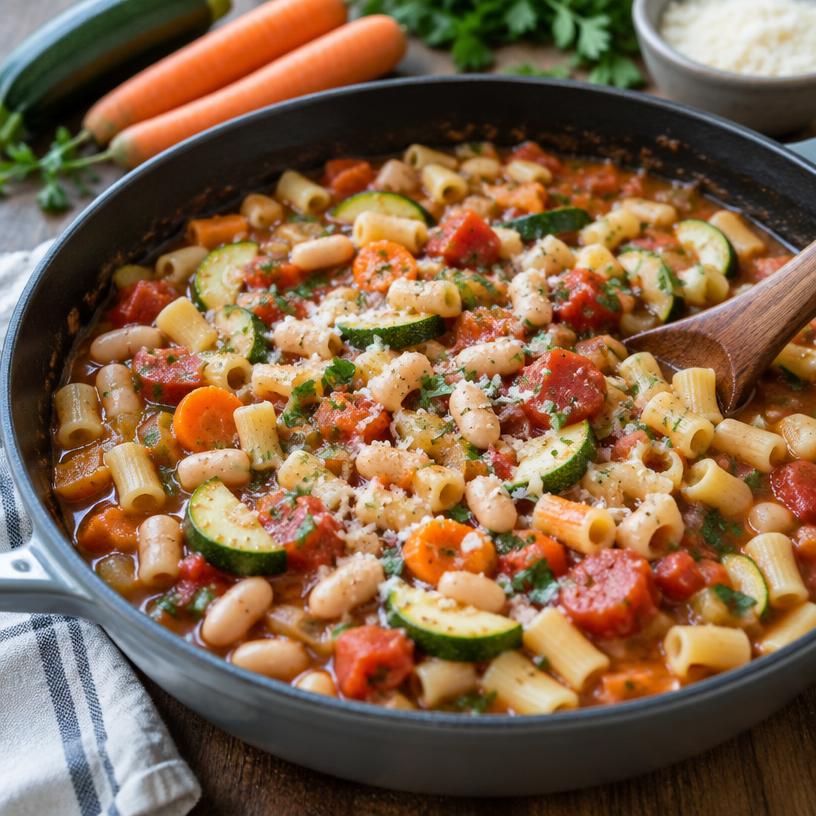 Minestrone pasta skillet