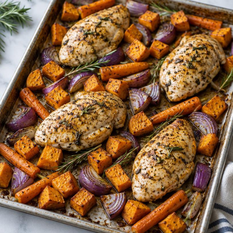 Sheet-pan chicken & root vegetables