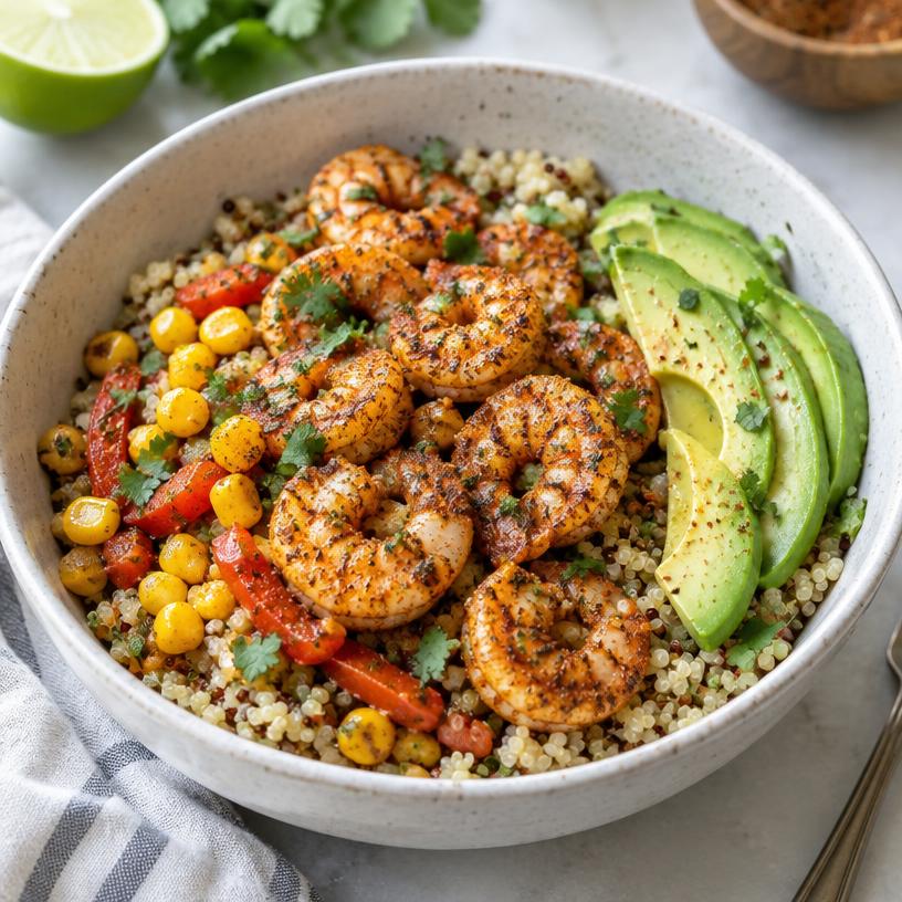Cajun shrimp quinoa bowl