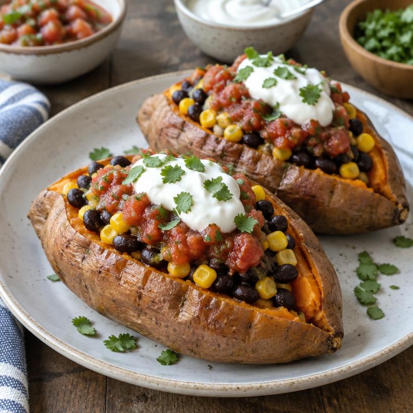 Black bean stuffed sweet potatoes