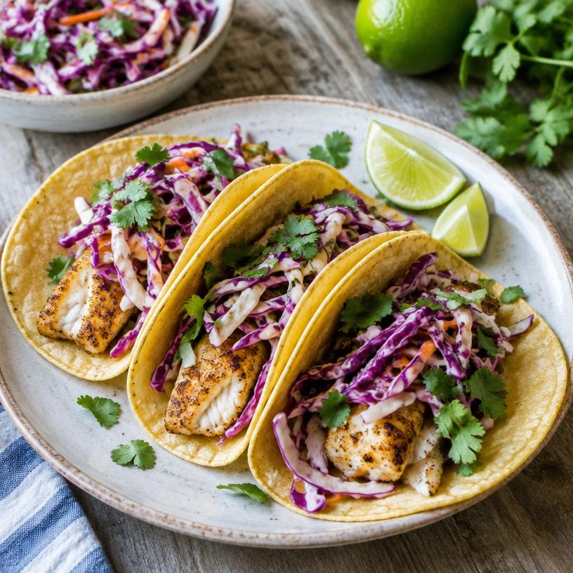 Fish tacos with cabbage slaw