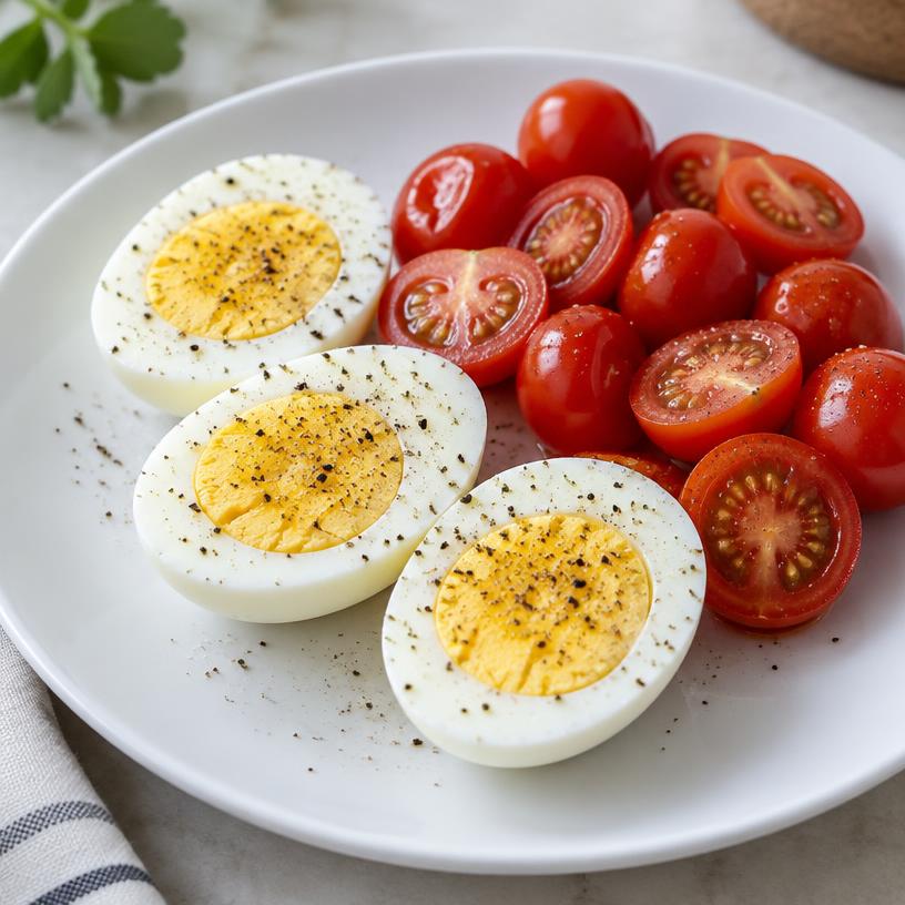 Hard-boiled eggs & cherry tomatoes