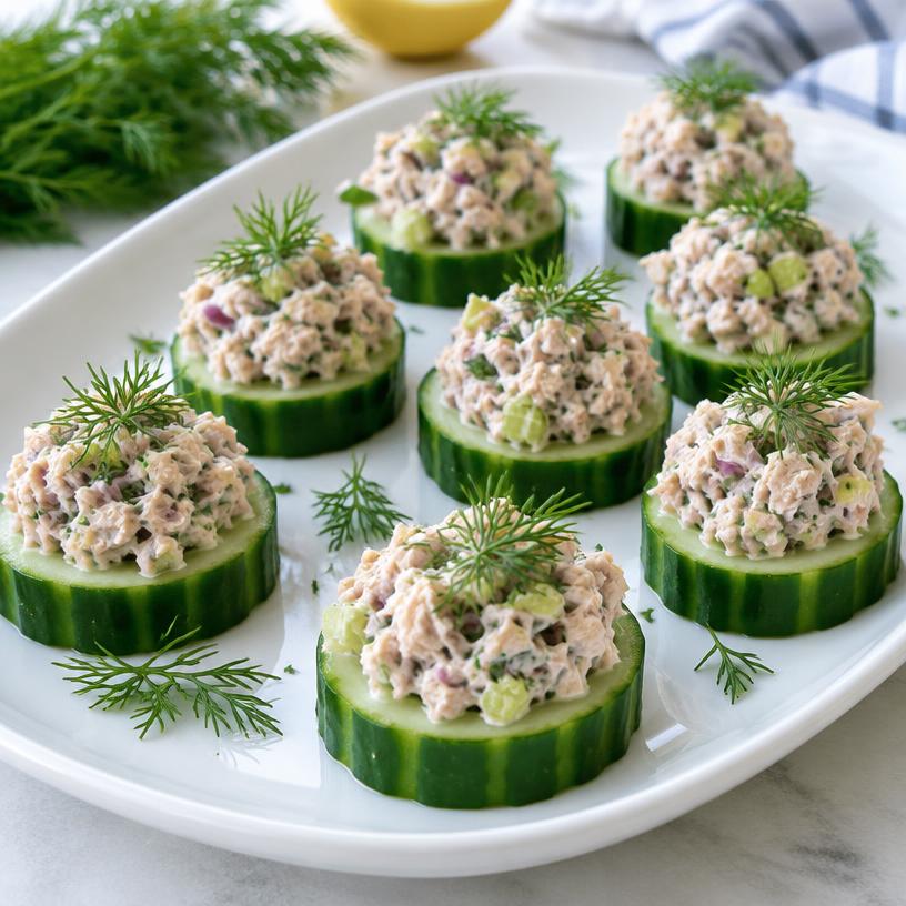Tuna cucumber bites