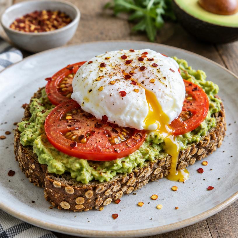 Avocado toast with egg & tomato