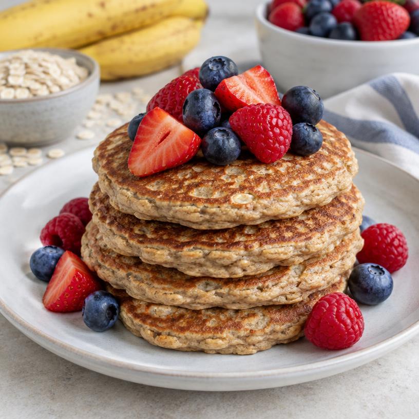 Whole-wheat banana oat pancakes