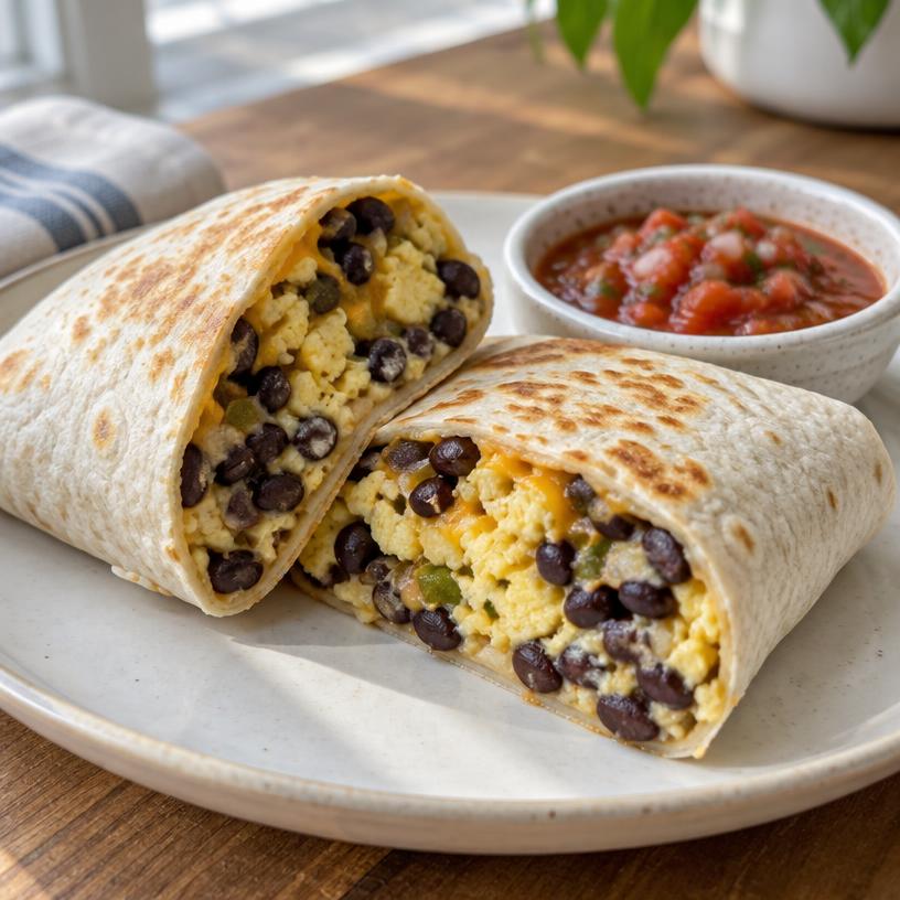 Black bean breakfast burrito