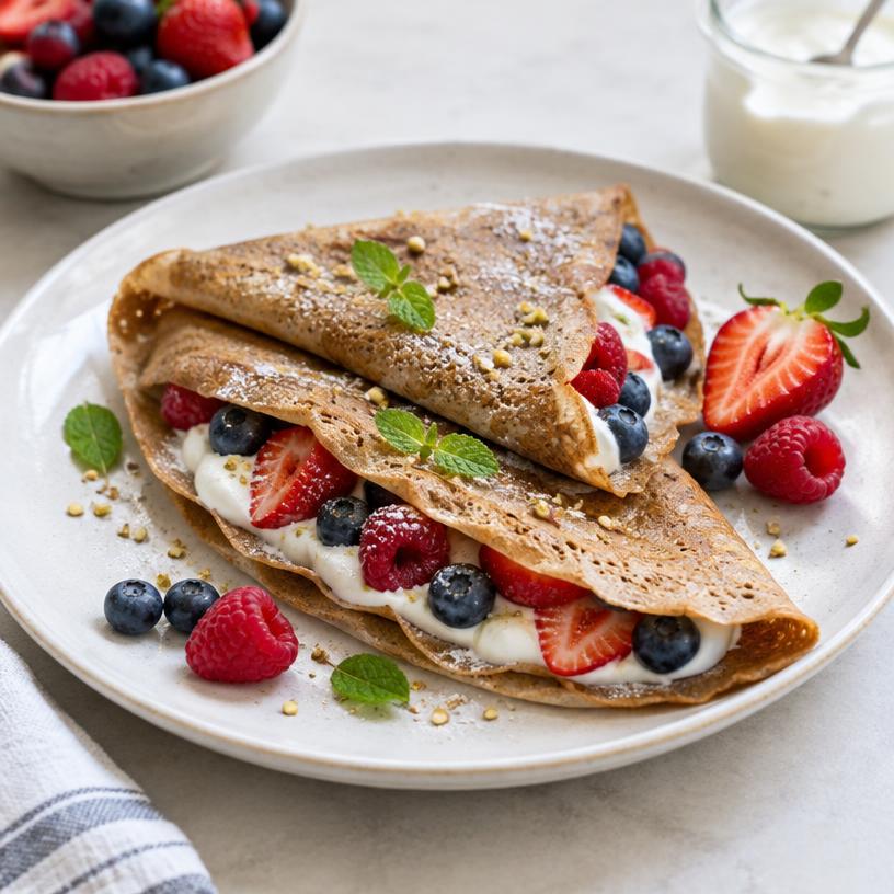 Buckwheat crepes with berries