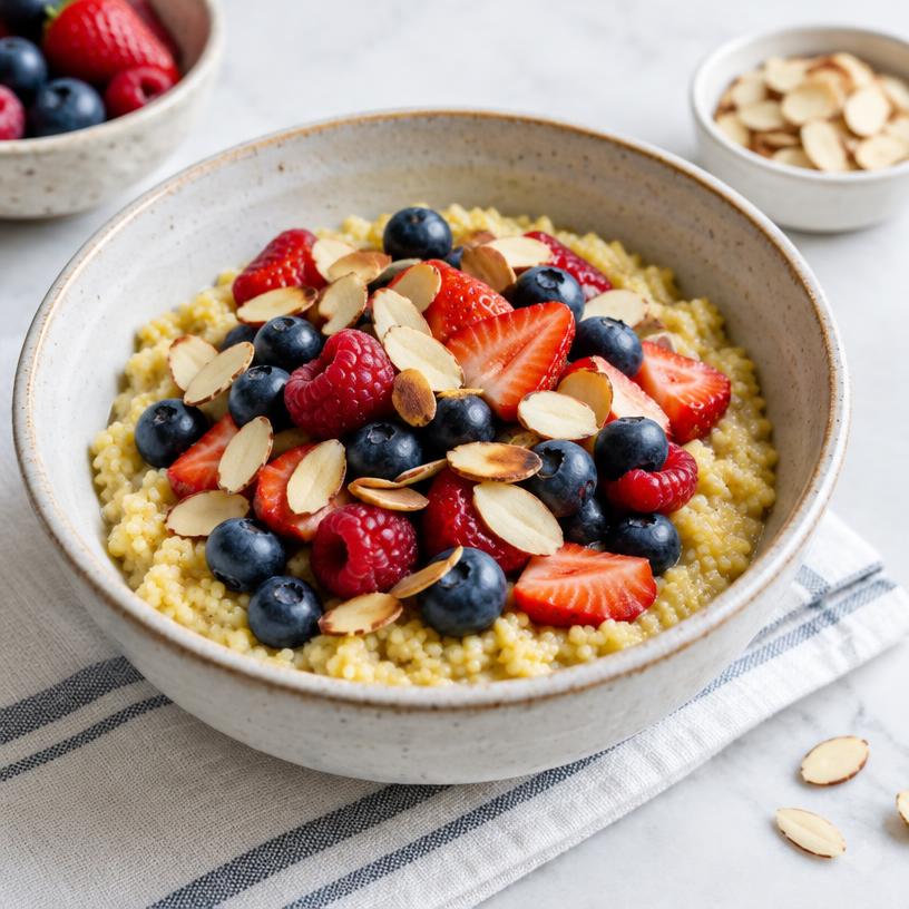 Millet breakfast bowl with berries