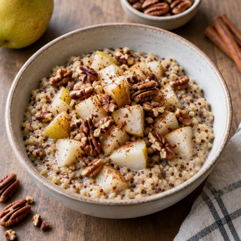 Warm quinoa breakfast porridge