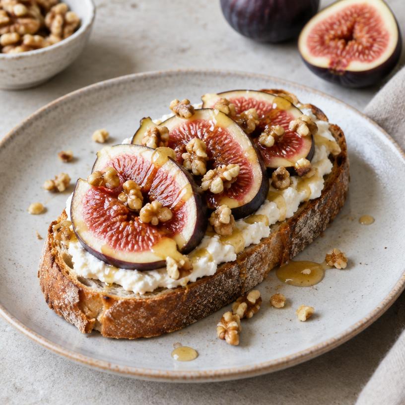 Ricotta toast with figs & walnuts