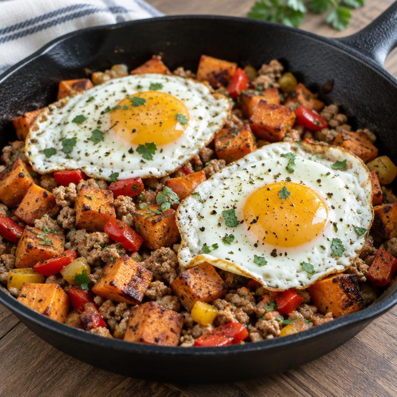 Sweet potato & turkey hash