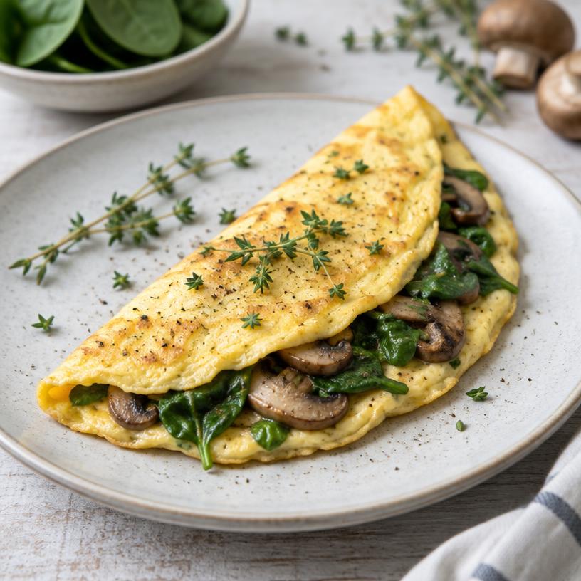 Mushroom & spinach omelet