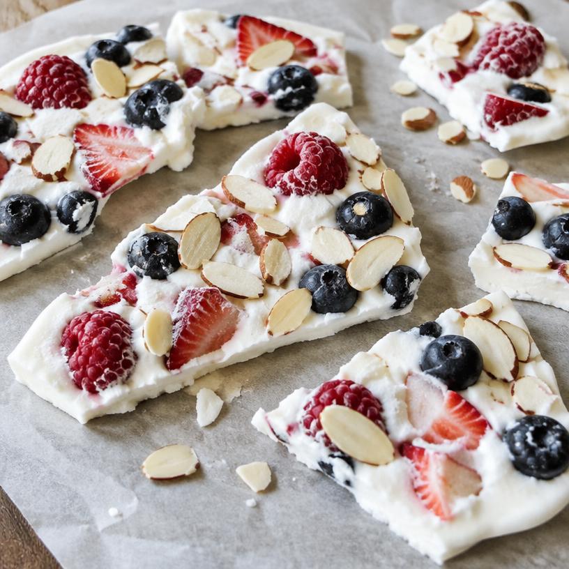 Berry Greek yogurt bark