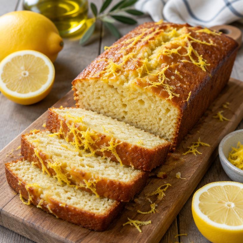 Olive oil lemon yogurt cake