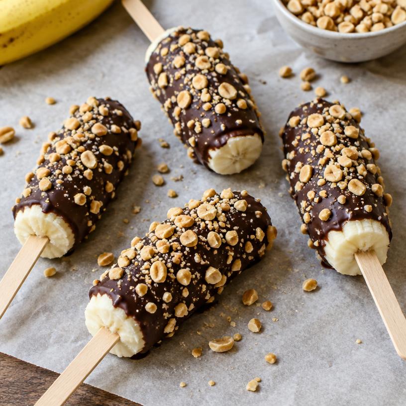Peanut butter banana pops