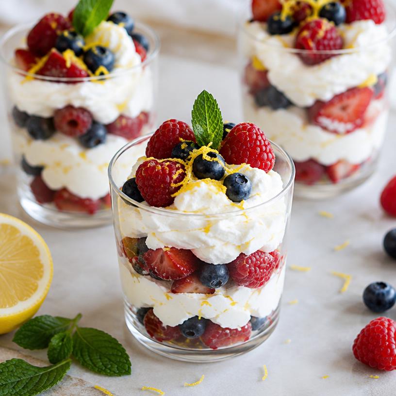 Whipped ricotta berry cups