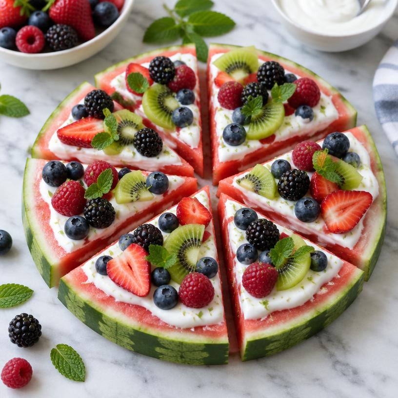 Watermelon fruit pizza