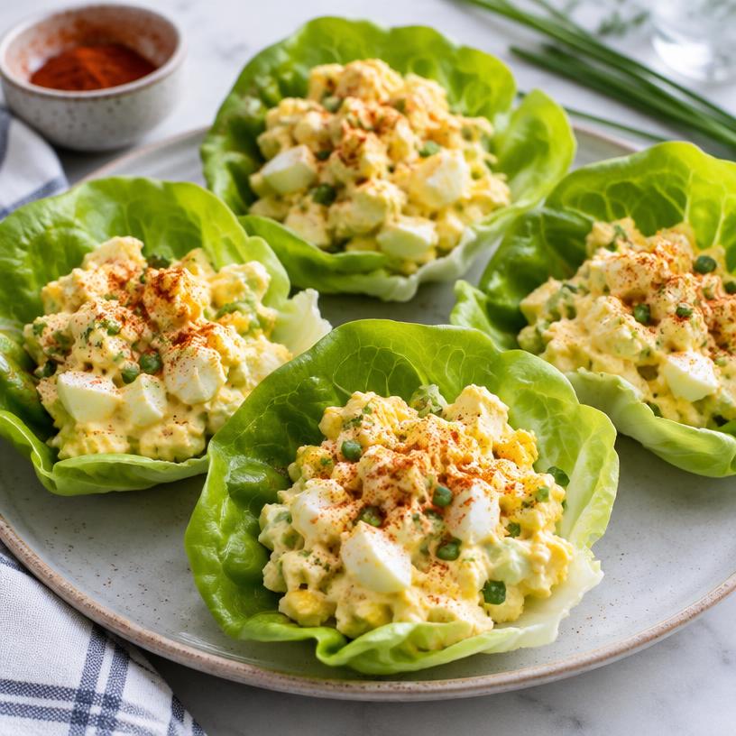 Greek-yogurt egg salad lettuce cups