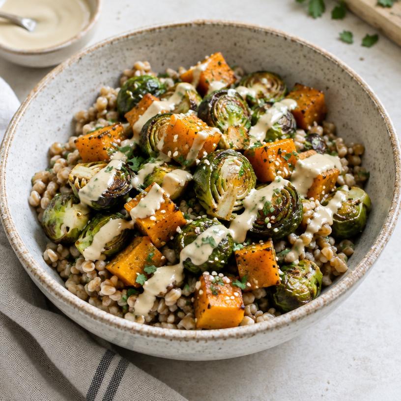 Roasted veggie & farro bowl