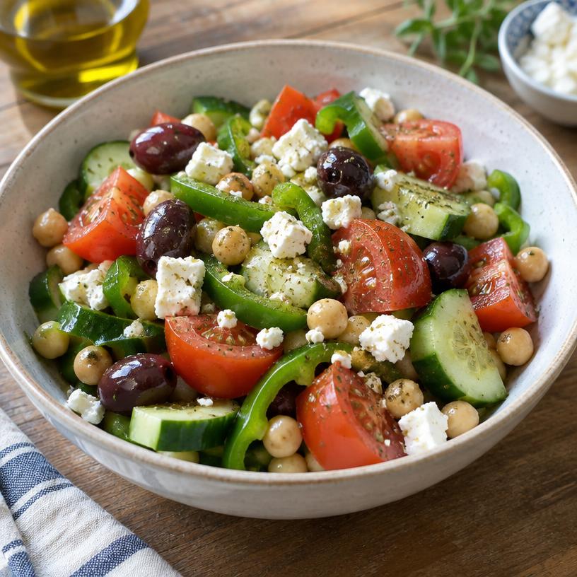 Greek salad with chickpeas