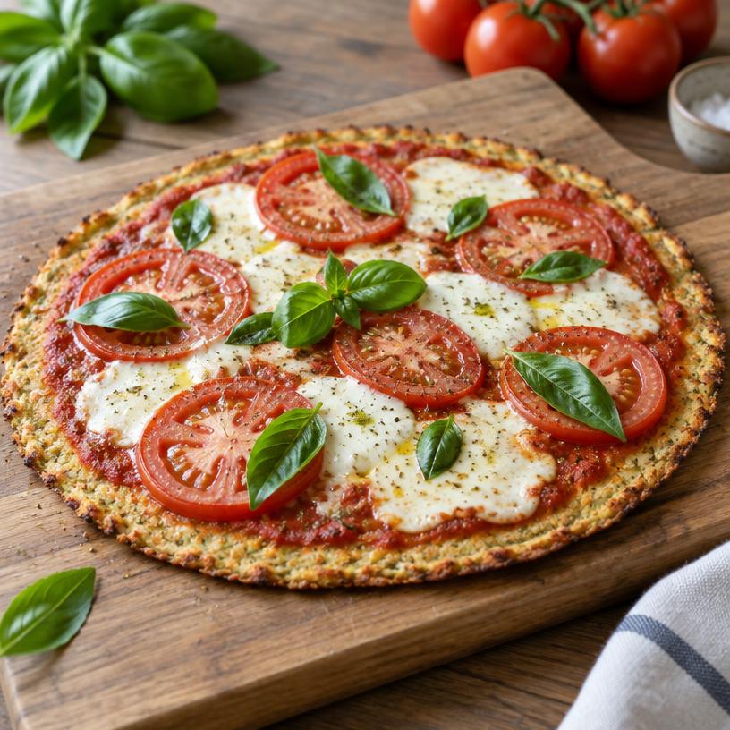 Cauliflower-crust margherita flatbread