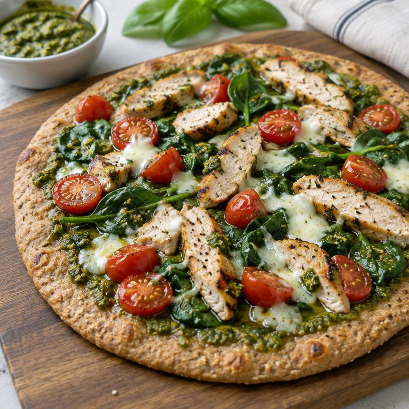 Chicken pesto whole-wheat flatbread