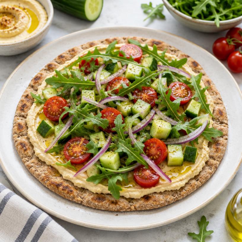 Hummus Mediterranean flatbread