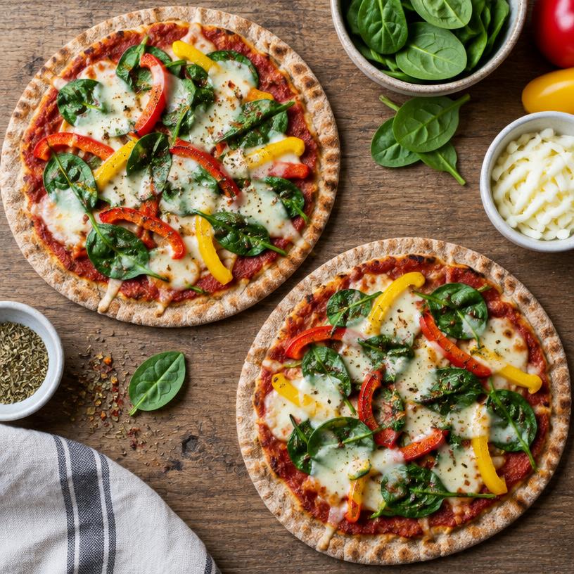Whole-wheat pita veggie pizza