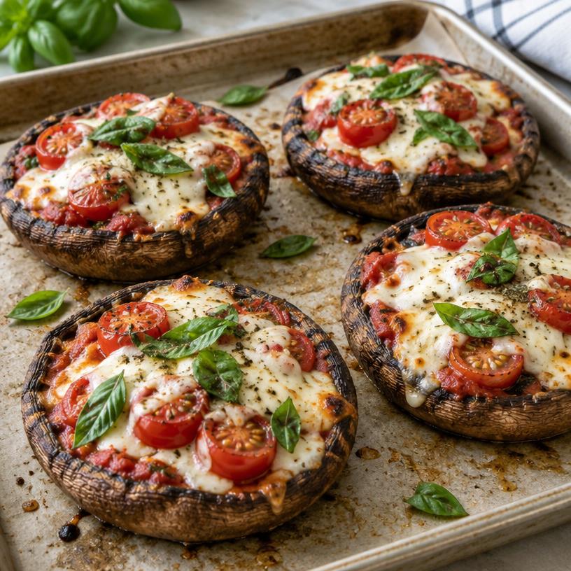 Portobello mushroom pizzas