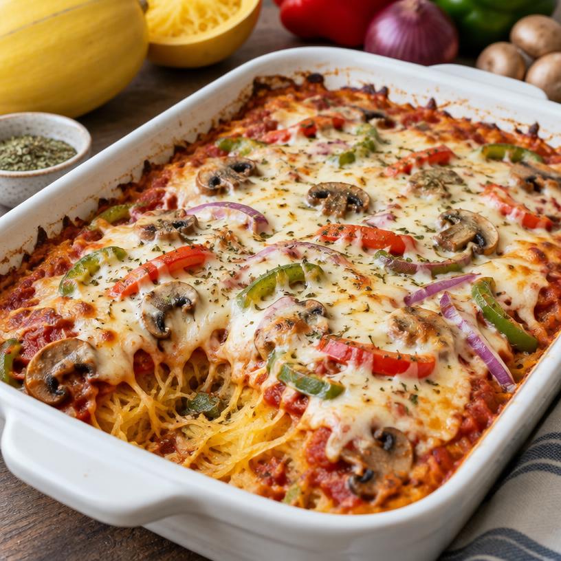 Spaghetti squash pizza bake