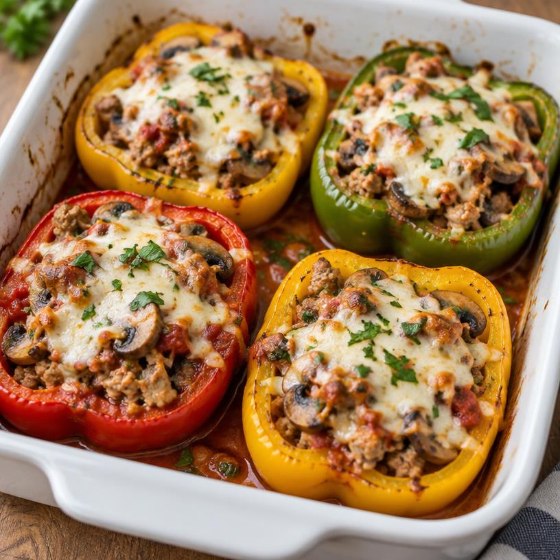 Pizza-stuffed bell peppers
