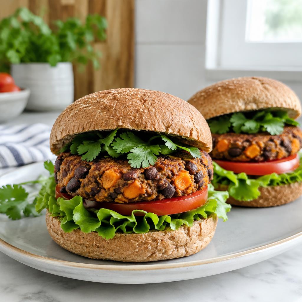 Black bean & sweet potato burger