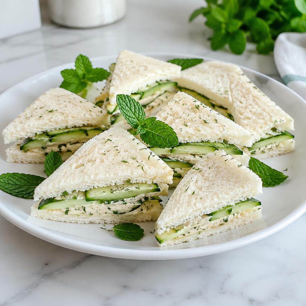 Cucumber & hummus tea sandwiches