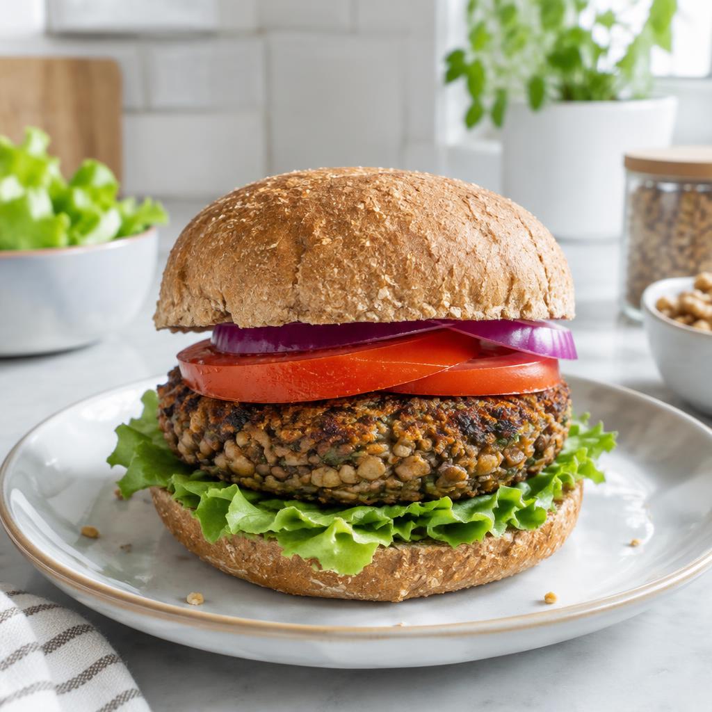 Lentil & walnut burger