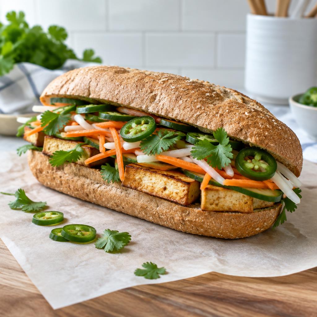 Tofu bánh mì with pickled vegetables