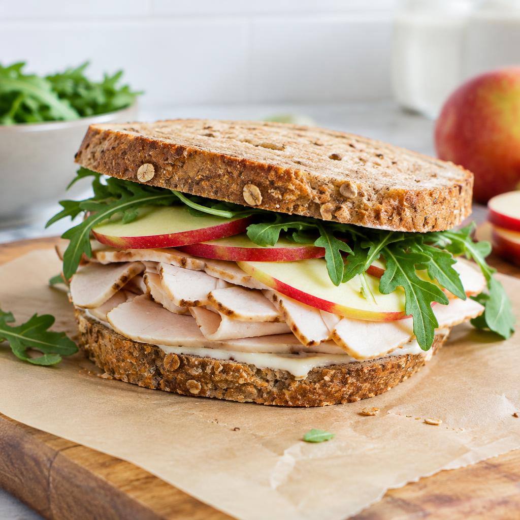 Roast turkey, apple & arugula sandwich