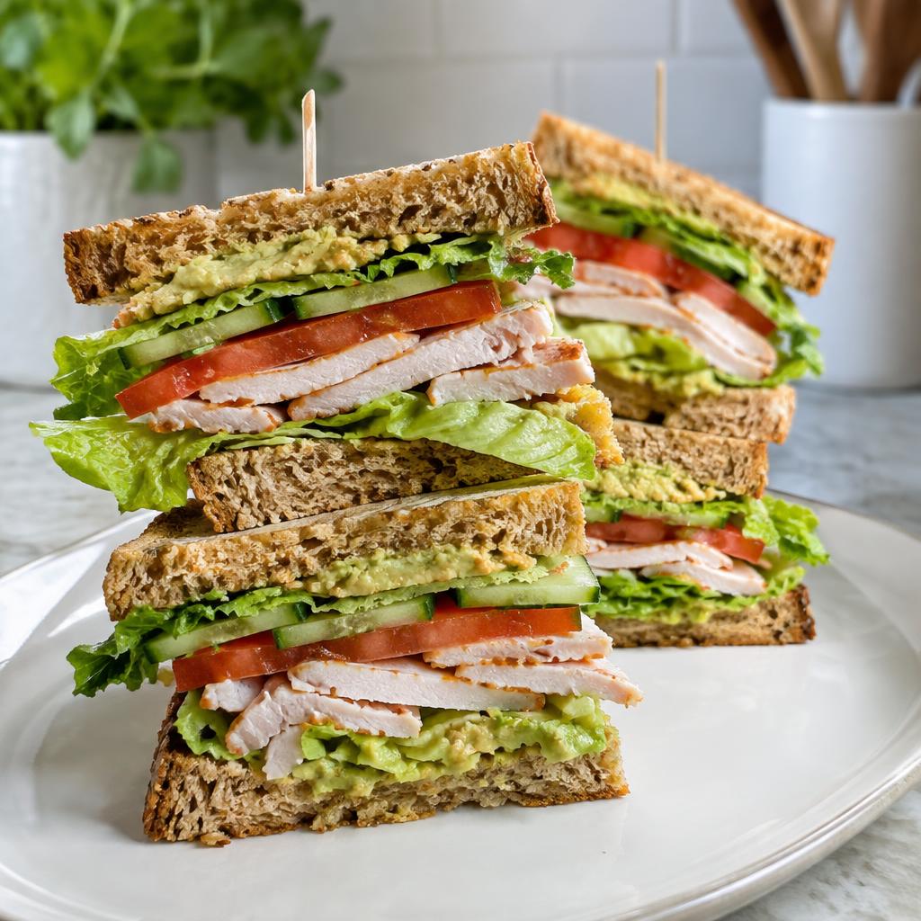 Turkey & cucumber club with avocado