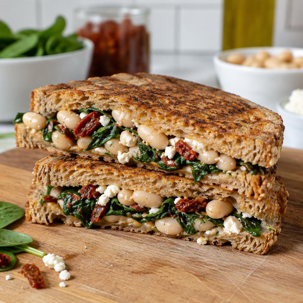 Tuscan white bean pressed sandwich