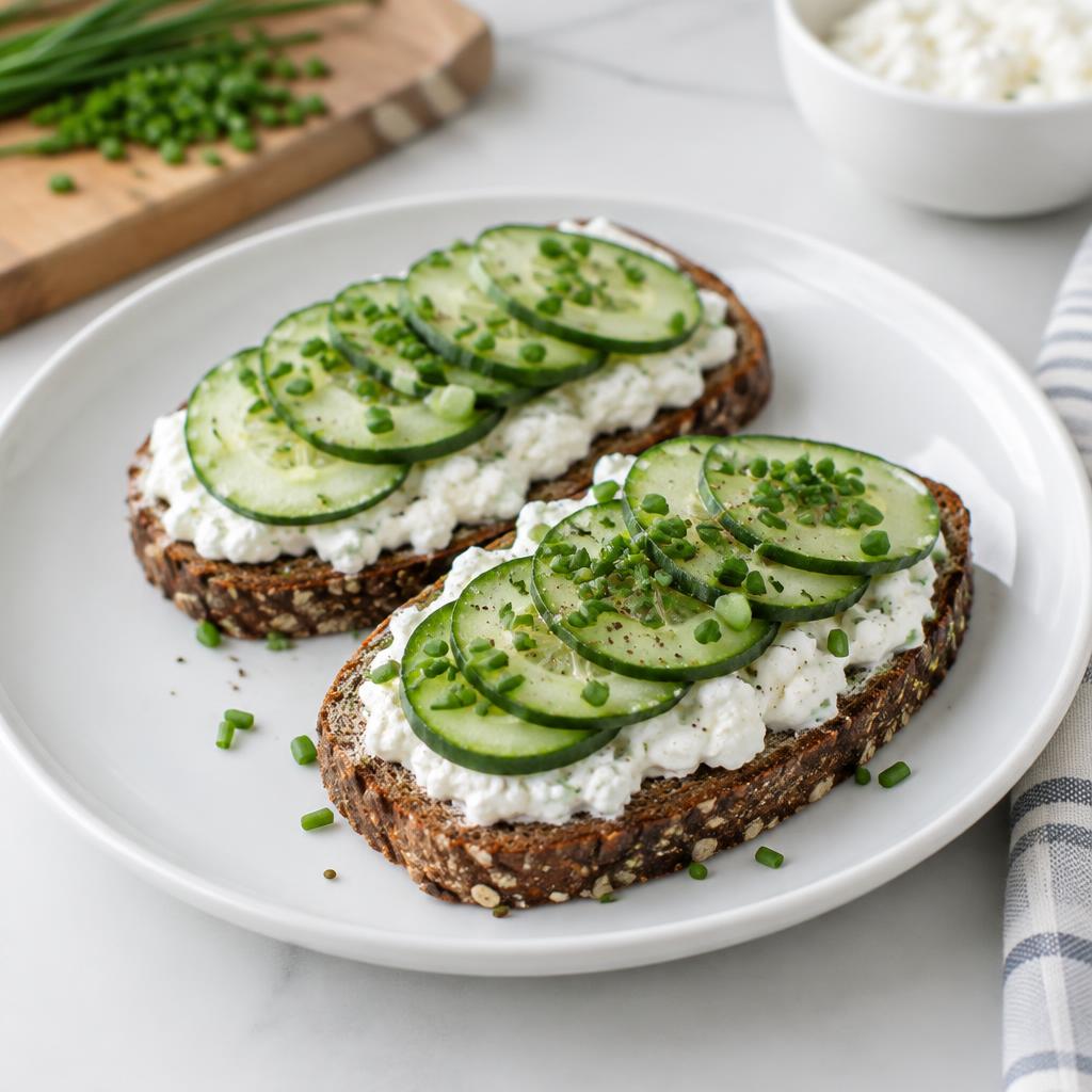 Whipped cottage cheese & cucumber on rye