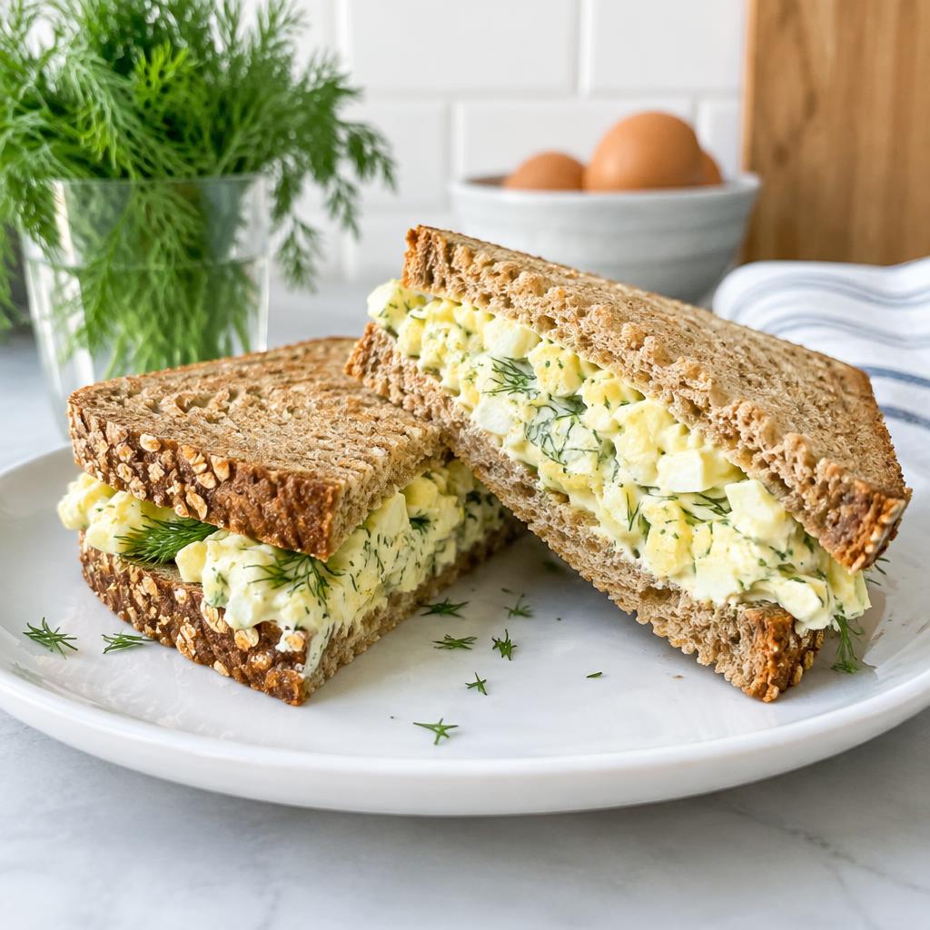 Dill Greek-yogurt egg salad sandwich