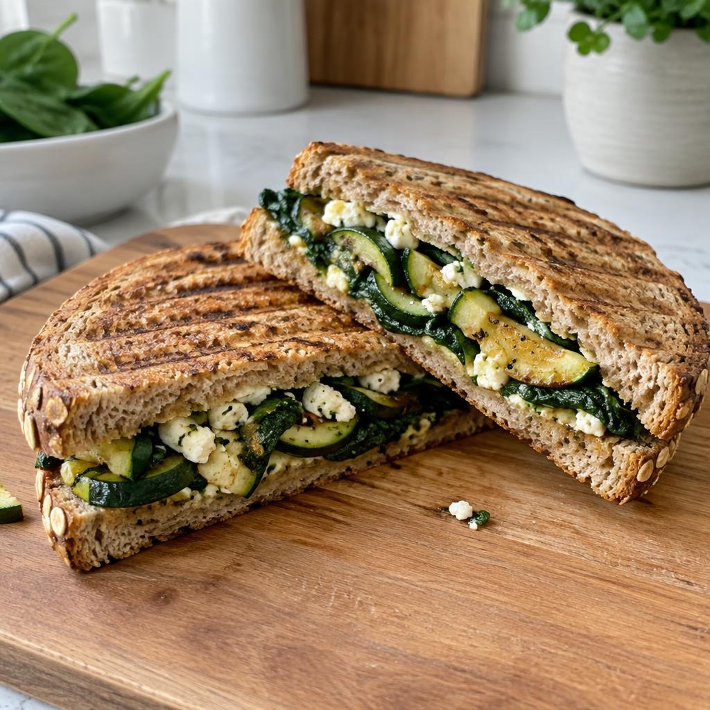 Zucchini, spinach & feta panini