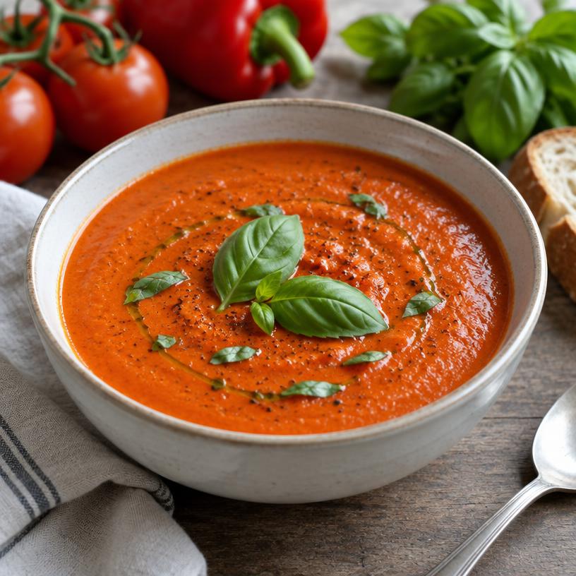 Roasted tomato & red pepper soup