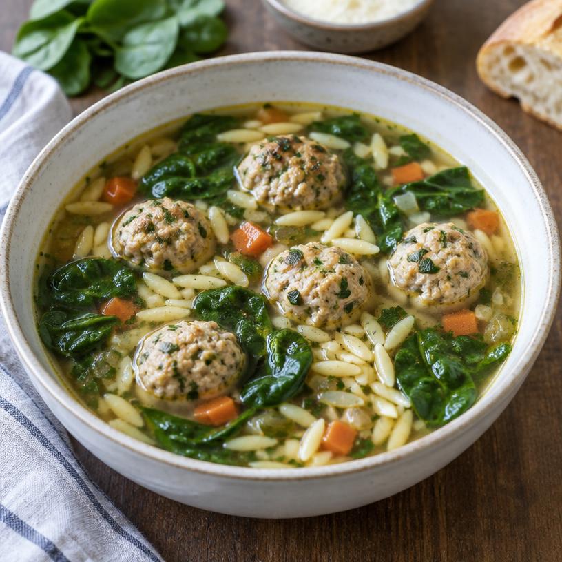 Turkey meatball & spinach soup