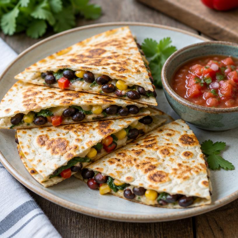 Black bean & veggie quesadilla