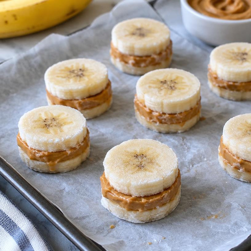 Frozen banana peanut butter bites