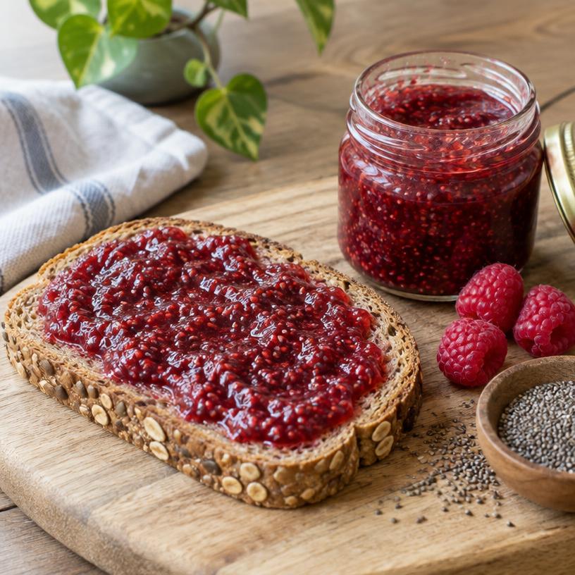 Chia berry jam on toast
