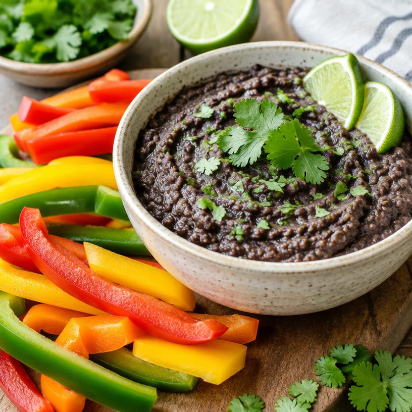 Black bean dip with peppers